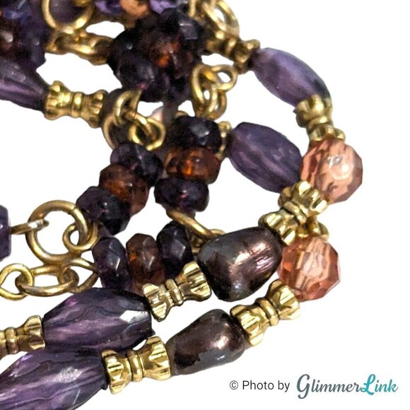 Vintage Liz Claiborne Purple Multi Strand Beaded Bracelet - Picture 9 of 11